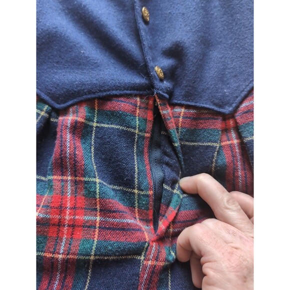 Vintage Muffling Holiday Plaid ROMPER 3T Blue & Red Toddler One Piece - Picture 8 of 11